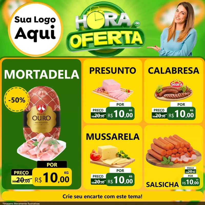 Modelo de Rede Social para Feed Facebook com o tema Hora da Oferta para Frios e Laticínios