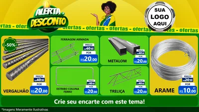 Modelo de TV para TV Horizontal com o tema Alerta de Desconto para Ferragens