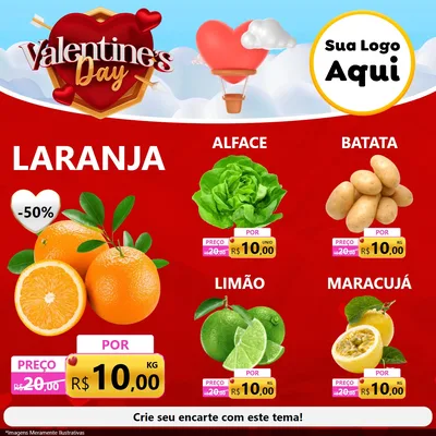 Modelo de Rede Social para Feed Facebook com o tema Valentine's Day para Hortifrúti