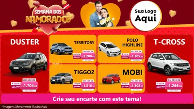 Modelo de TV para TV Horizontal com o tema Semana dos Namorados para Concessionaria de Carros