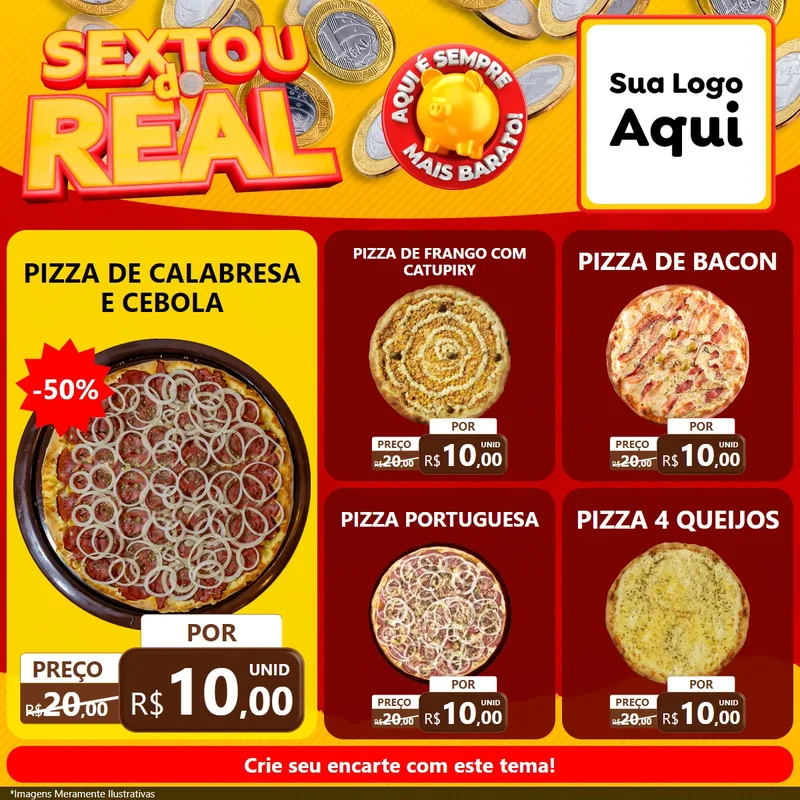 Modelo de Rede Social para Feed Facebook com o tema Sextou do Real para Pizzaria