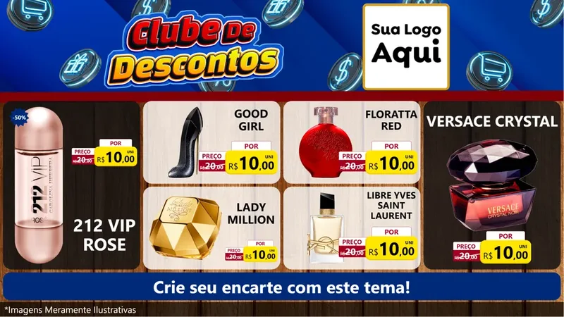 Modelo de TV para TV Horizontal com o tema Clube de Descontos para Perfumes