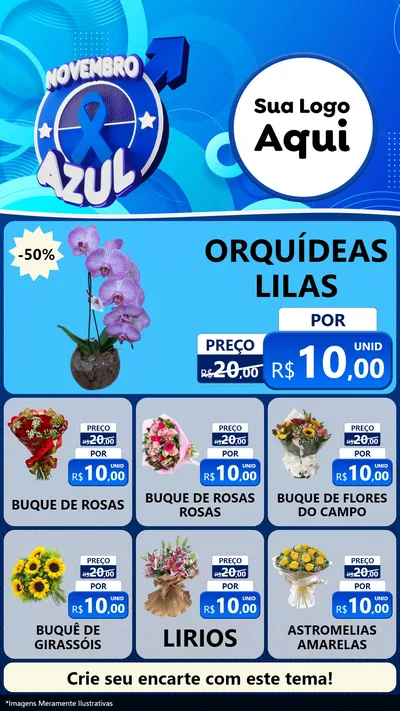 Modelo de Rede Social para Stories com o tema Novembro Azul para Floricultura e jardim