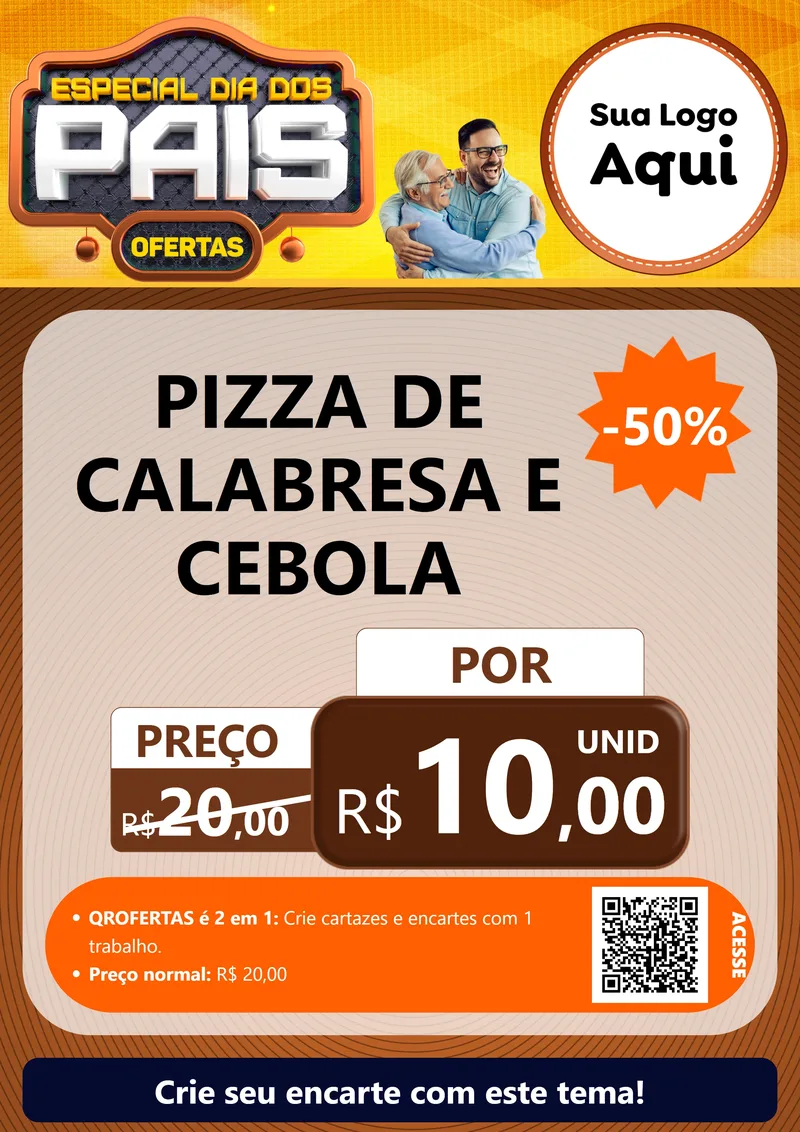 Modelo de Cartaz para Cartaz A4 Vertical com o tema Especial Dia dos Pais para Pizzaria