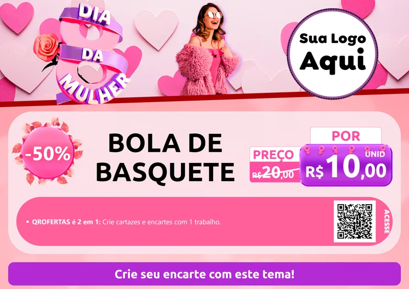Modelo de Cartaz para Cartaz A4 Horizontal com o tema Dia da Mulher para Artigos Esportivos