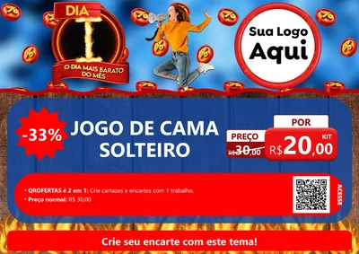 Modelo de Cartaz para Cartaz A4 Horizontal com o tema Dia I - O Dia Mais Barato Do Mês para Cama, Mesa e Banho
