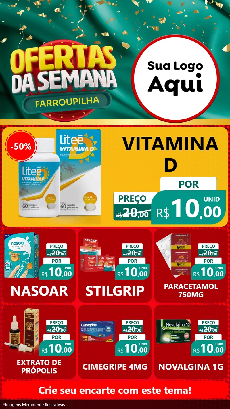 Modelo de Rede Social para Stories com o tema Ofertas da Semana Farroupilha para Farmácia