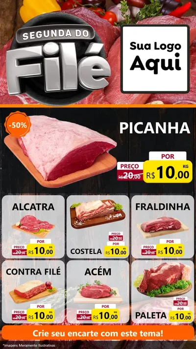 Modelo de Rede Social para Stories com o tema Segunda do Filé para Açougue