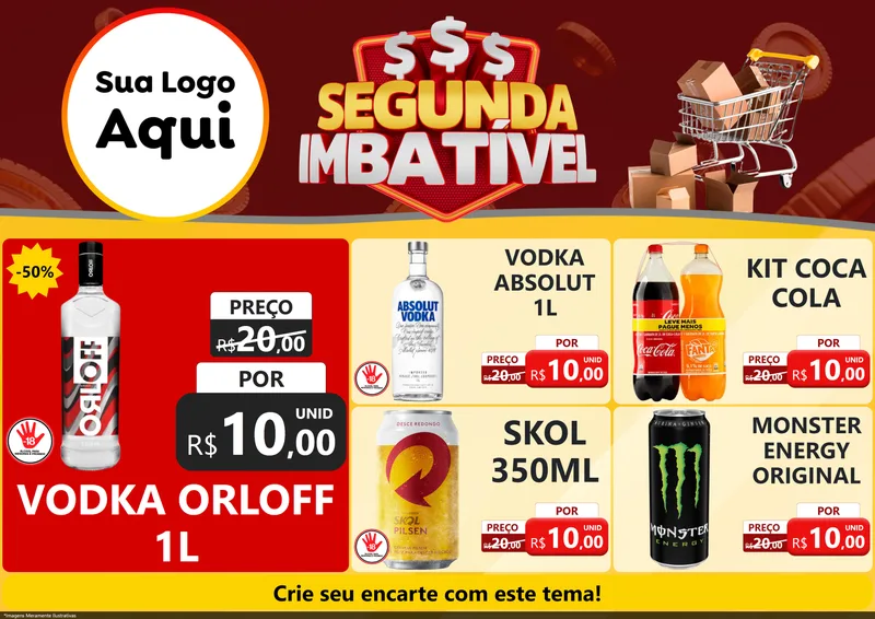 Modelo de Encarte para Encarte A4 Horizontal com o tema Segunda Imbatível para Distribuidora de bebidas