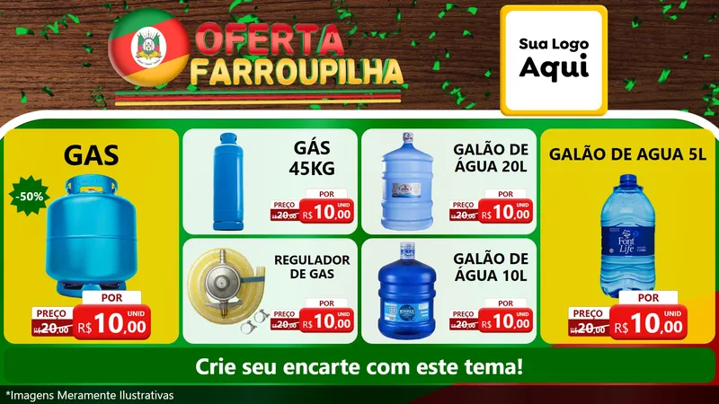Modelo de TV para TV Horizontal com o tema Oferta Farroupilha para Água e gás