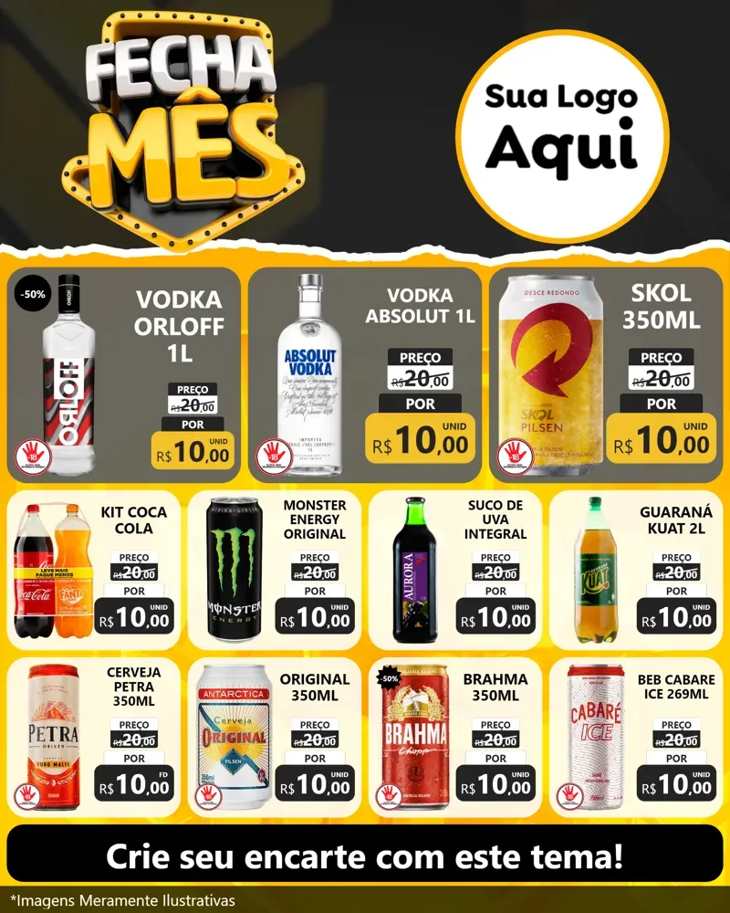 Modelo de Rede Social para Feed Instagram com o tema Fecha Mês para Distribuidora de bebidas
