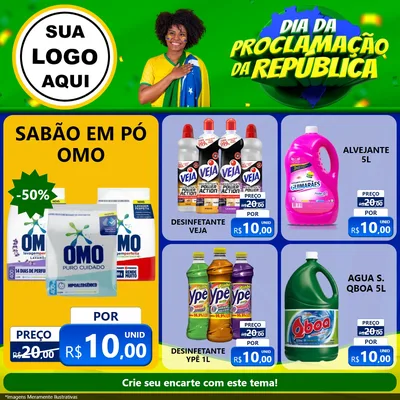 Modelo de Rede Social para Feed Facebook com o tema Dia Da Proclamação Da República para Produtos de Limpeza
