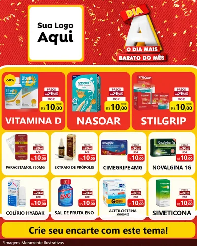 Modelo de Rede Social para Feed Instagram com o tema Dia A o Dia Mais Barato do Mês para Farmácia