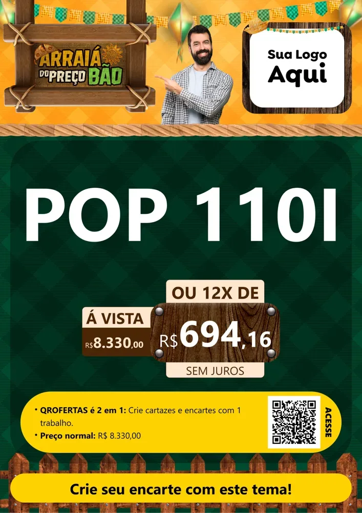 Modelo de Cartaz para Cartaz A4 Vertical com o tema Arraiá do preço bão para Concessionaria de Motos