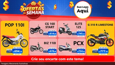 Modelo de TV para TV Horizontal com o tema Ofertas Da Semana para Concessionaria de Motos