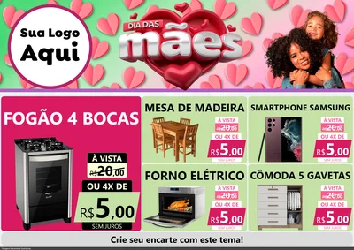 Modelo de Encarte para Encarte A4 Horizontal com o tema Dia das Mães para Móveis e Eletro
