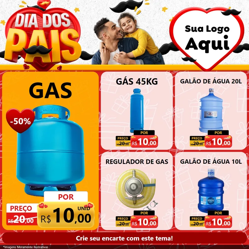 Modelo de Rede Social para Feed Facebook com o tema Dia dos Pais para Água e gás