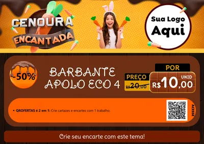 Modelo de Cartaz para Cartaz A4 Horizontal com o tema Cenoura Encantada - Páscoa para Armarinho e Aviamentos