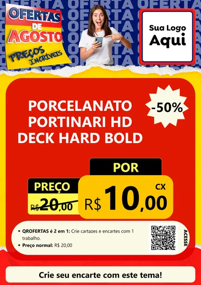 Modelo de Cartaz para Cartaz A4 Vertical com o tema Ofertas de Agosto - Preços Incríveis para Pisos e revestimentos