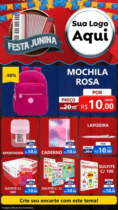 Modelo de Rede Social para Stories com o tema Festa Junina para Papelaria