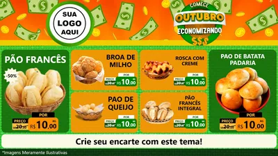 Modelo de TV para TV Horizontal com o tema Comece Outubro Economizando para Padaria