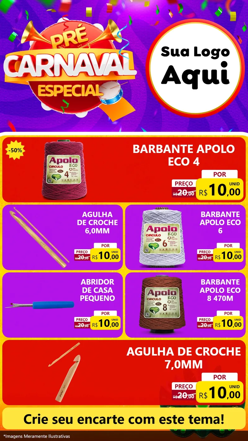 Modelo de TV para TV Vertical com o tema Pré-Carnaval Especial para Armarinho e Aviamentos