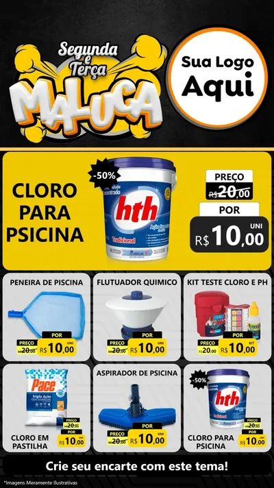 Modelo de Rede Social para Stories com o tema Segunda e Terça Maluca para Produtos para Piscina