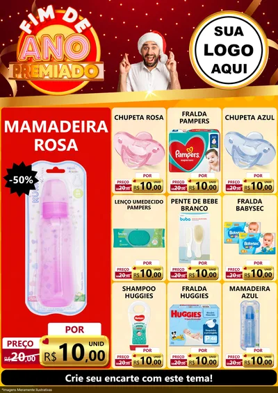 Modelo de Encarte para Encarte A4 Vertical com o tema Fim de Ano Premiado para Bebês