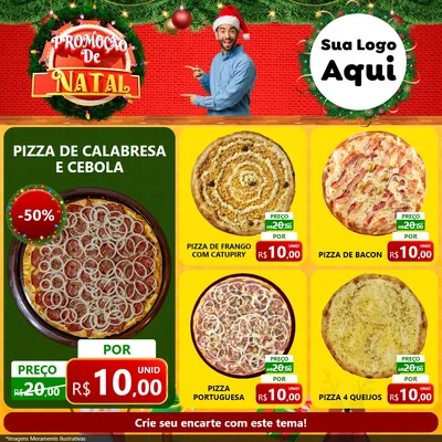 Modelo de Rede Social para Feed Facebook com o tema Promoção de Natal para Pizzaria