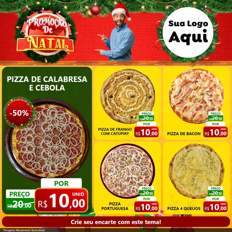 Modelo de Rede Social para Feed Facebook com o tema Promoção de Natal para Pizzaria