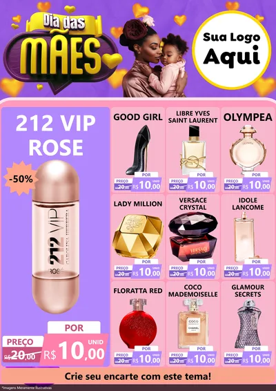 Modelo de Encarte para Encarte A4 Vertical com o tema Dia das Mães para Perfumes