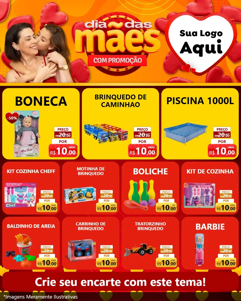 Modelo de Rede Social para Feed Instagram com o tema Dia das Mães com Promoção para Brinquedos