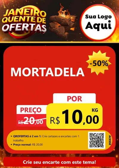 Modelo de Cartaz para Cartaz A4 Vertical com o tema Janeiro Quente de Ofertas para Frios e Laticínios