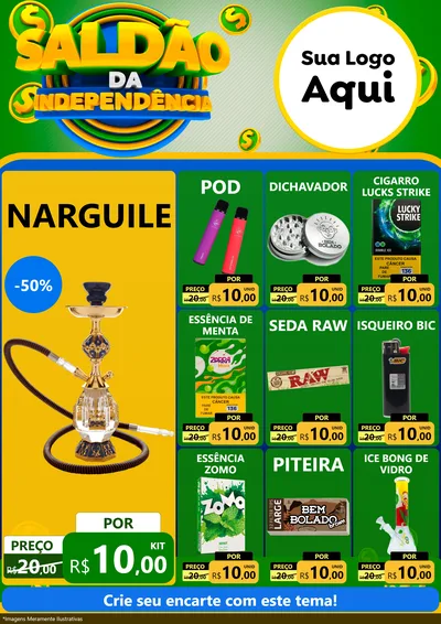 Modelo de Encarte para Encarte A4 Vertical com o tema Saldão da Indepêndencia para Tabacaria