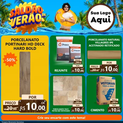 Modelo de Rede Social para Feed Facebook com o tema Saldão de Verão para Pisos e revestimentos