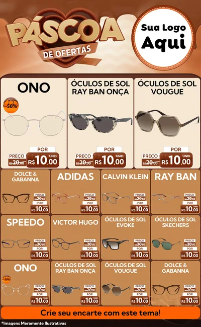 Modelo de Encarte para Encarte Grande com o tema Páscoa de Ofertas para Óticas
