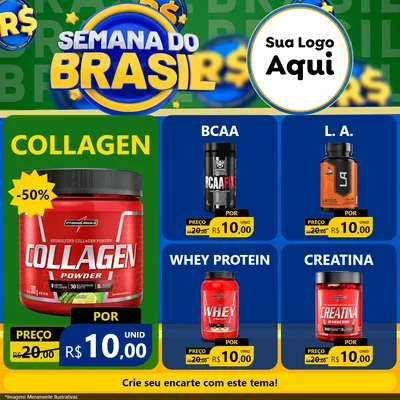Modelo de Rede Social para Feed Facebook com o tema Semana Do Brasil para Suplementos alimentares