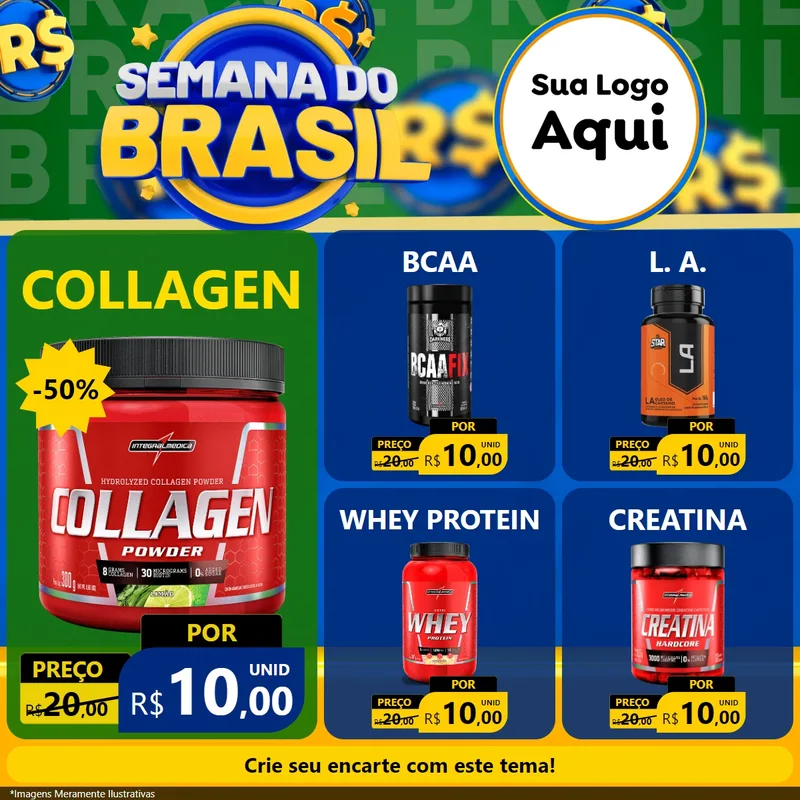 Modelo de Rede Social para Feed Facebook com o tema Semana Do Brasil para Suplementos alimentares