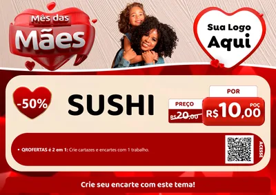 Modelo de Cartaz para Cartaz A4 Horizontal com o tema Mês das Mães para Comida japonesa