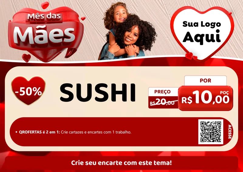 Modelo de Cartaz para Cartaz A4 Horizontal com o tema Mês das Mães para Comida japonesa