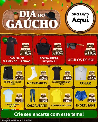 Modelo de Rede Social para Feed Instagram com o tema Dia do Gaúcho para Roupas e acessórios