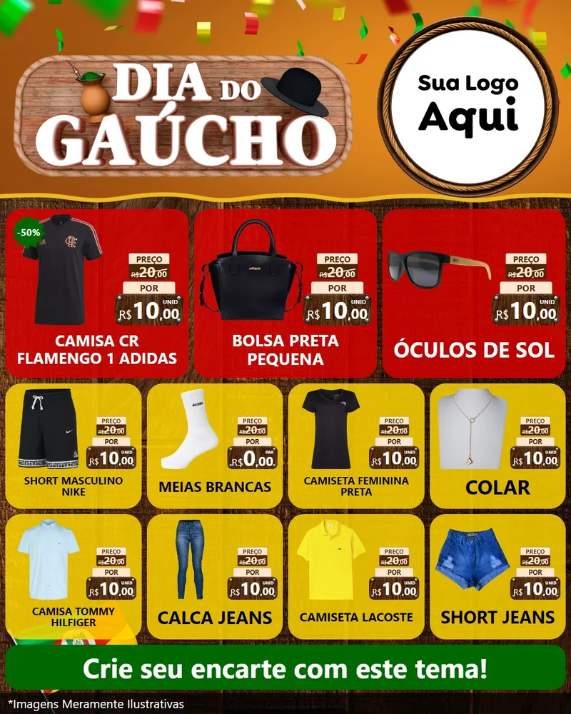 Modelo de Rede Social para Feed Instagram com o tema Dia do Gaúcho para Roupas e acessórios