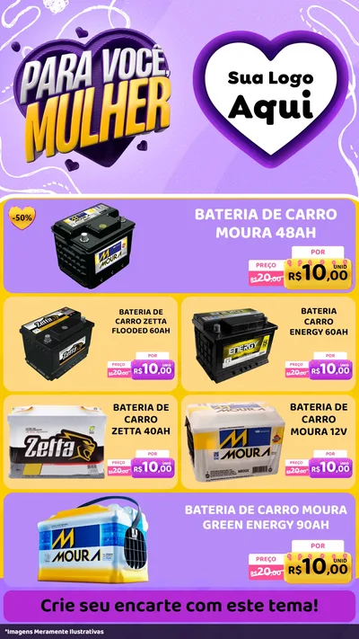 Modelo de TV para TV Vertical com o tema Para Você, Mulher para Baterias Elétricas
