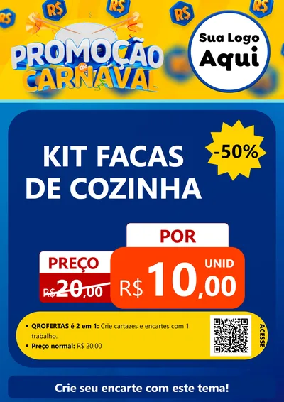 Modelo de Cartaz para Cartaz A4 Vertical com o tema Promoção de Carnaval para Utilidades Domésticas