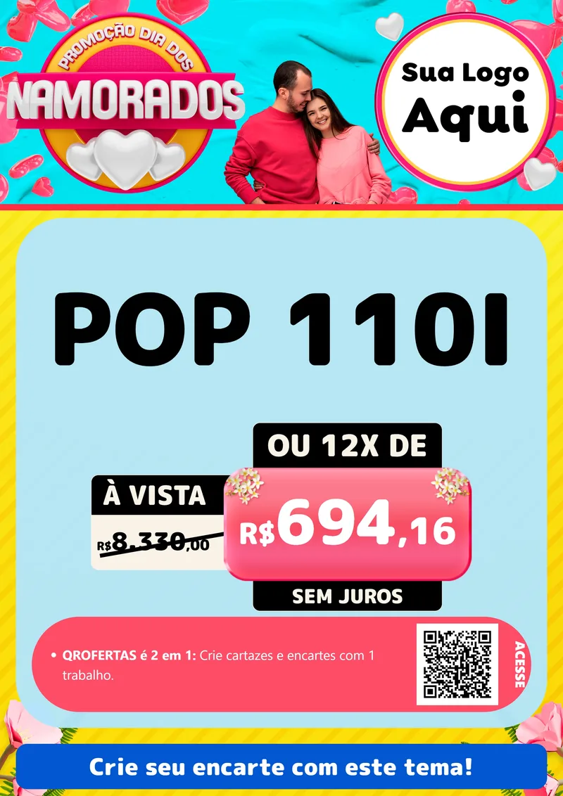 Modelo de Cartaz para Cartaz A4 Vertical com o tema Promoção Dia dos Namorados para Concessionaria de Motos