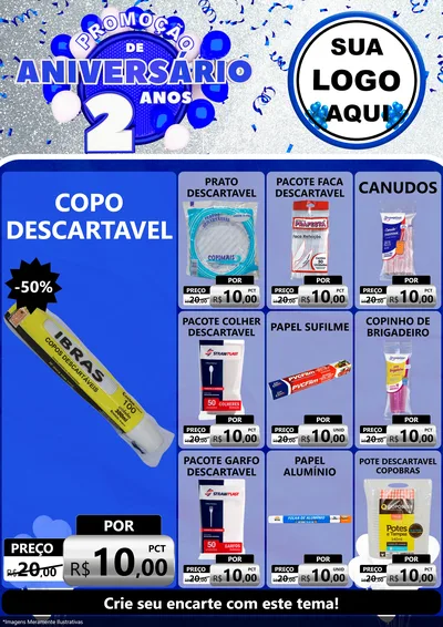 Modelo de Encarte para Encarte A4 Vertical com o tema Promoção de Aniversário - 2 Anos para Embalagens
