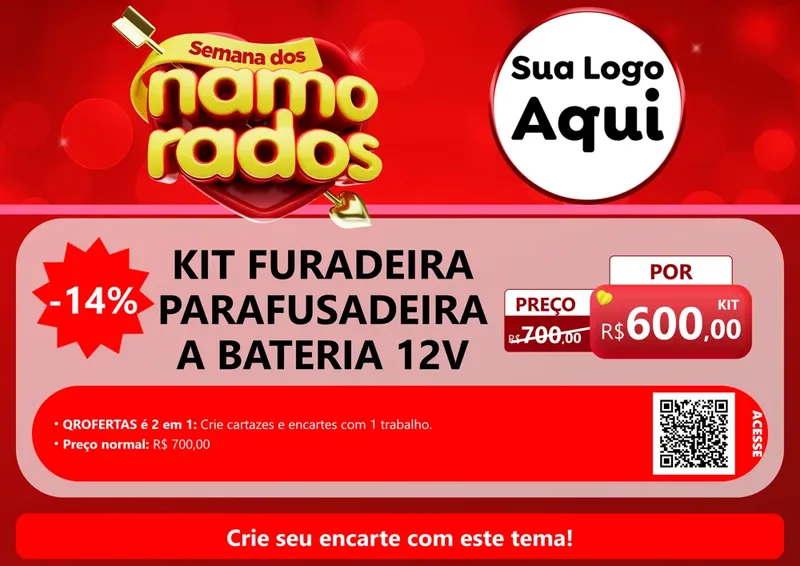Modelo de Cartaz para Cartaz A4 Horizontal com o tema Semana dos namorados para Maquinas e Ferramentas