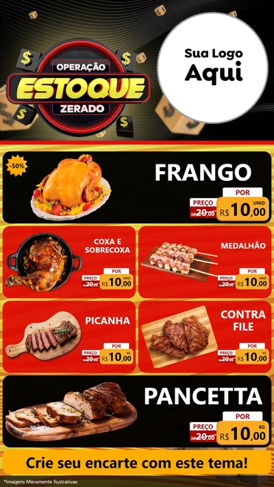 Modelo de TV para TV Vertical com o tema Operação Estoque Zerado para Assados