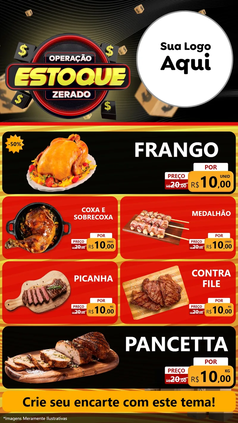 Modelo de TV para TV Vertical com o tema Operação Estoque Zerado para Assados