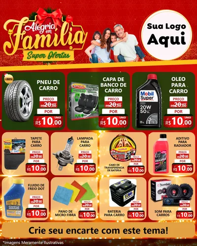 Modelo de Rede Social para Feed Instagram com o tema Alegria em Família Super Ofertas - Natal para Auto peças